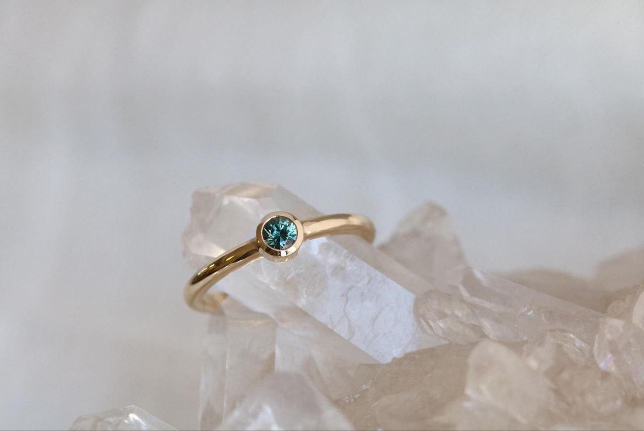 Gold Plated Silver Green Peridot Round Ring