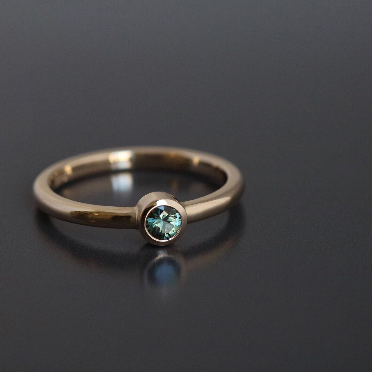Gold Plated Silver Green Peridot Round Ring