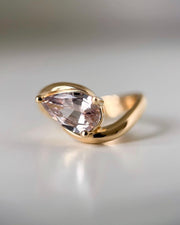 Gold Plated Silver Pink Zircon Pear Ring
