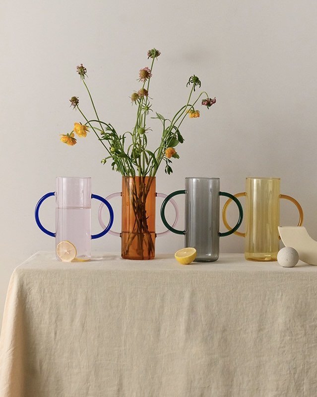 Dual-handle Modern Glass Flower Vase