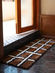 Retro Contrast Checker Bedside Tufting Runner Rug or Door Mat